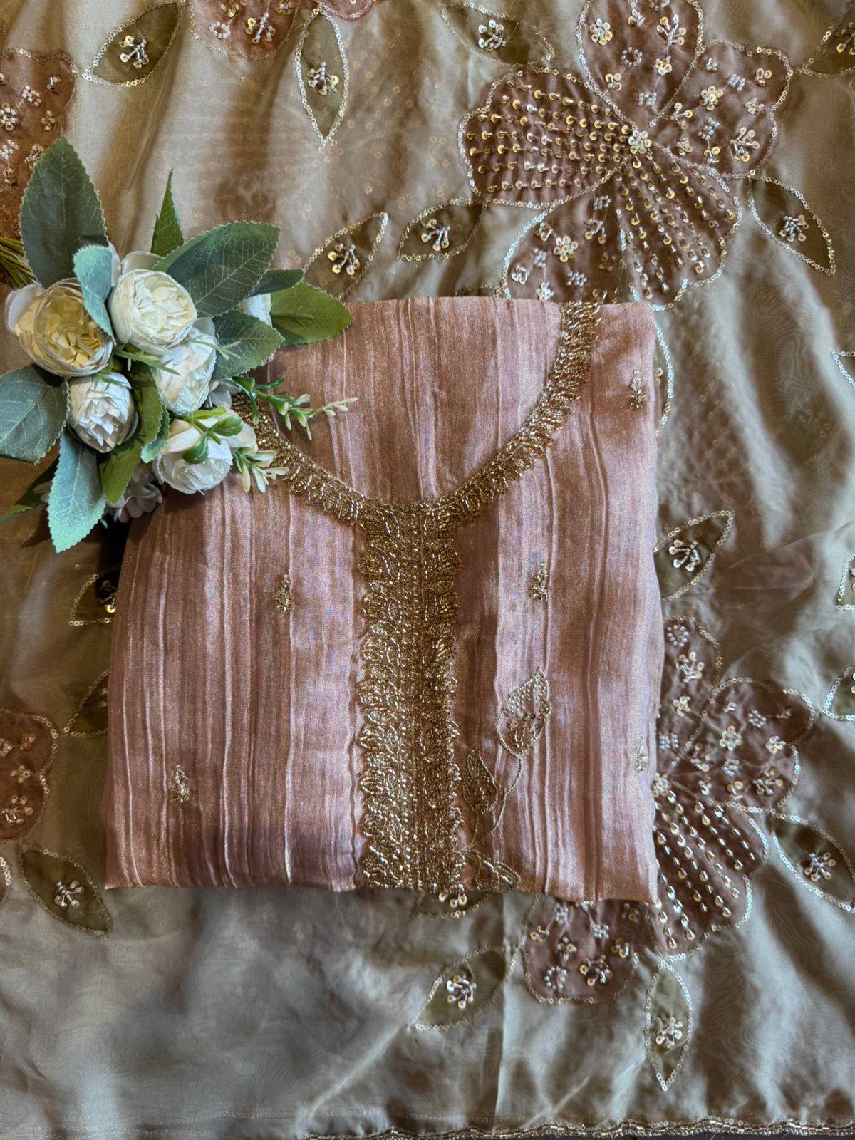 Floral Handwork unstitched Suit