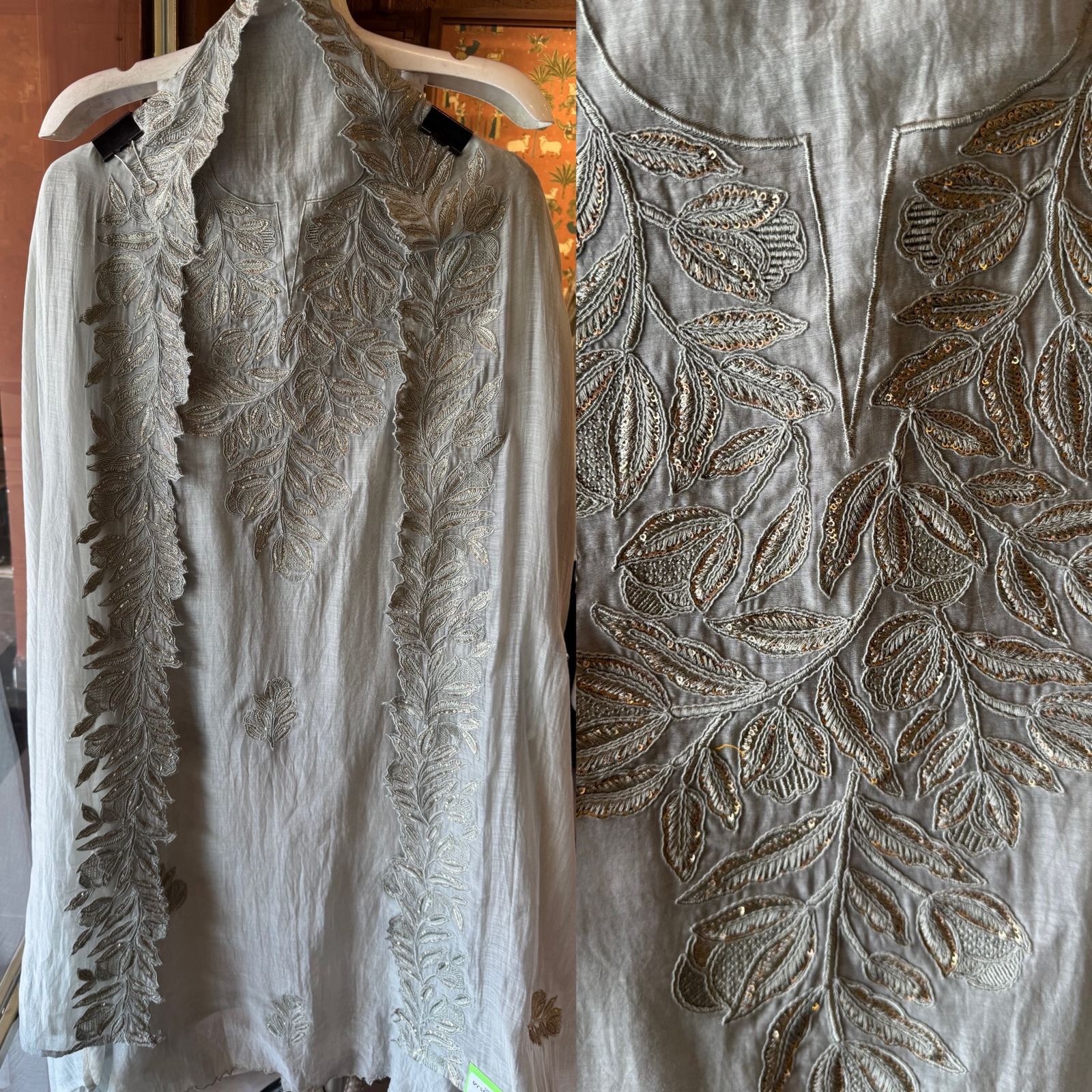 Mul cotton Chanderi unstitched Suit