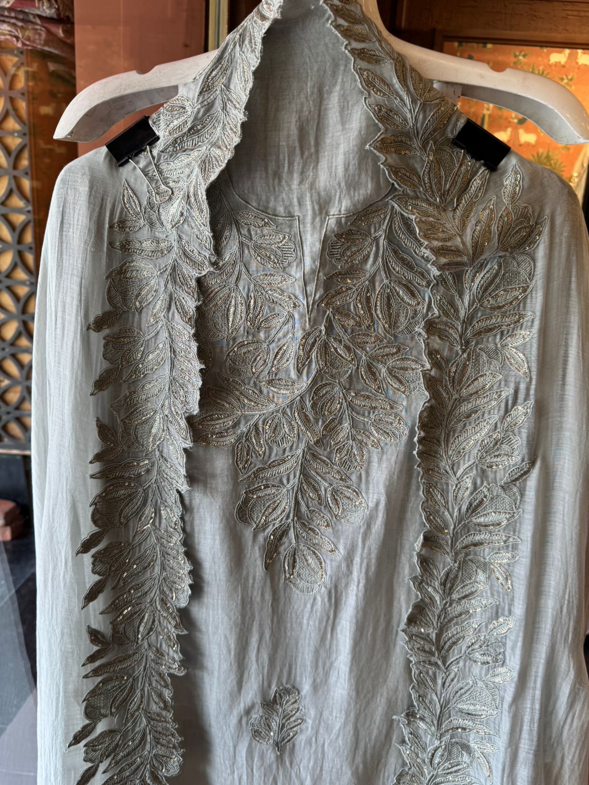 Mul cotton Chanderi unstitched Suit