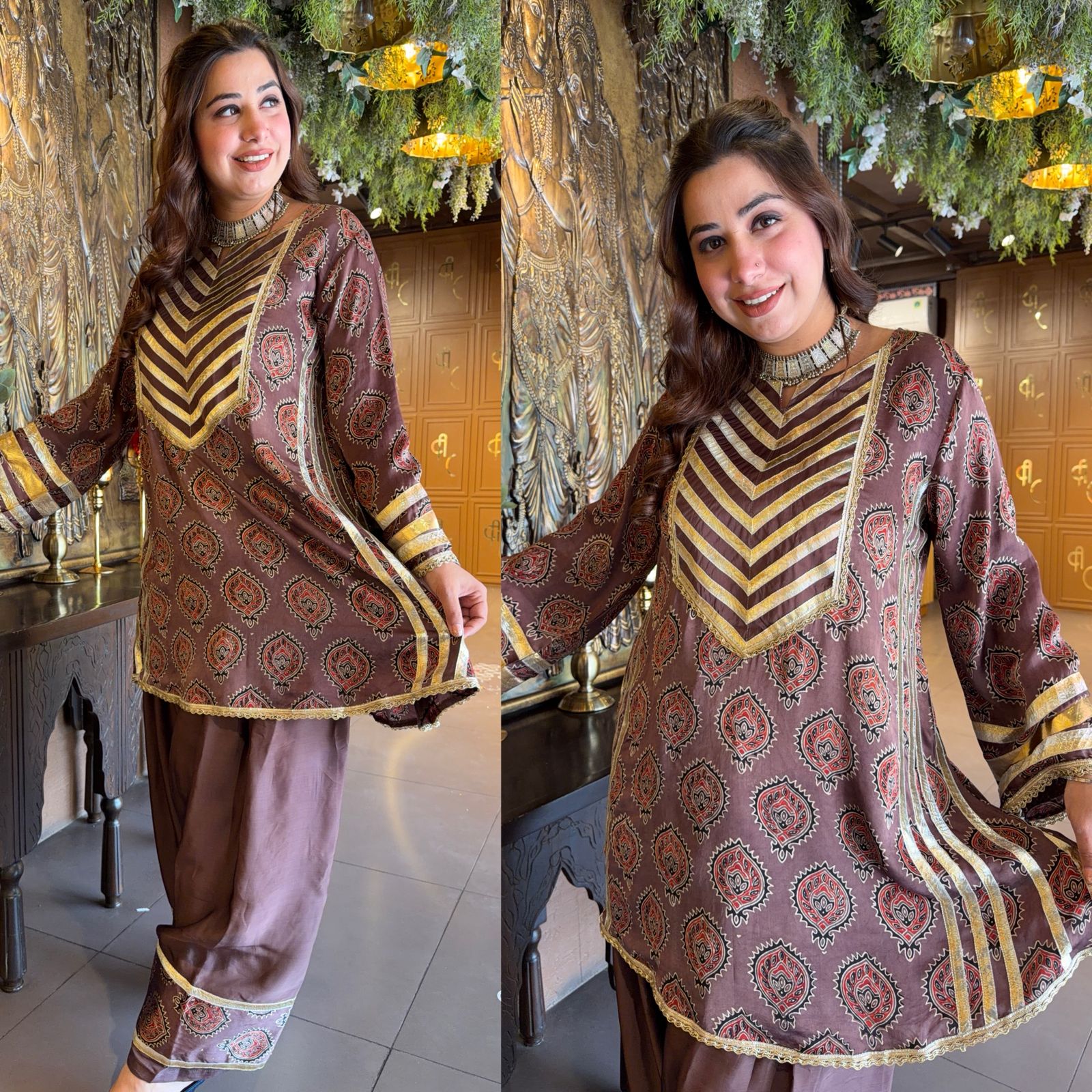 Midnight Ajrakh Inspired Kurta Set