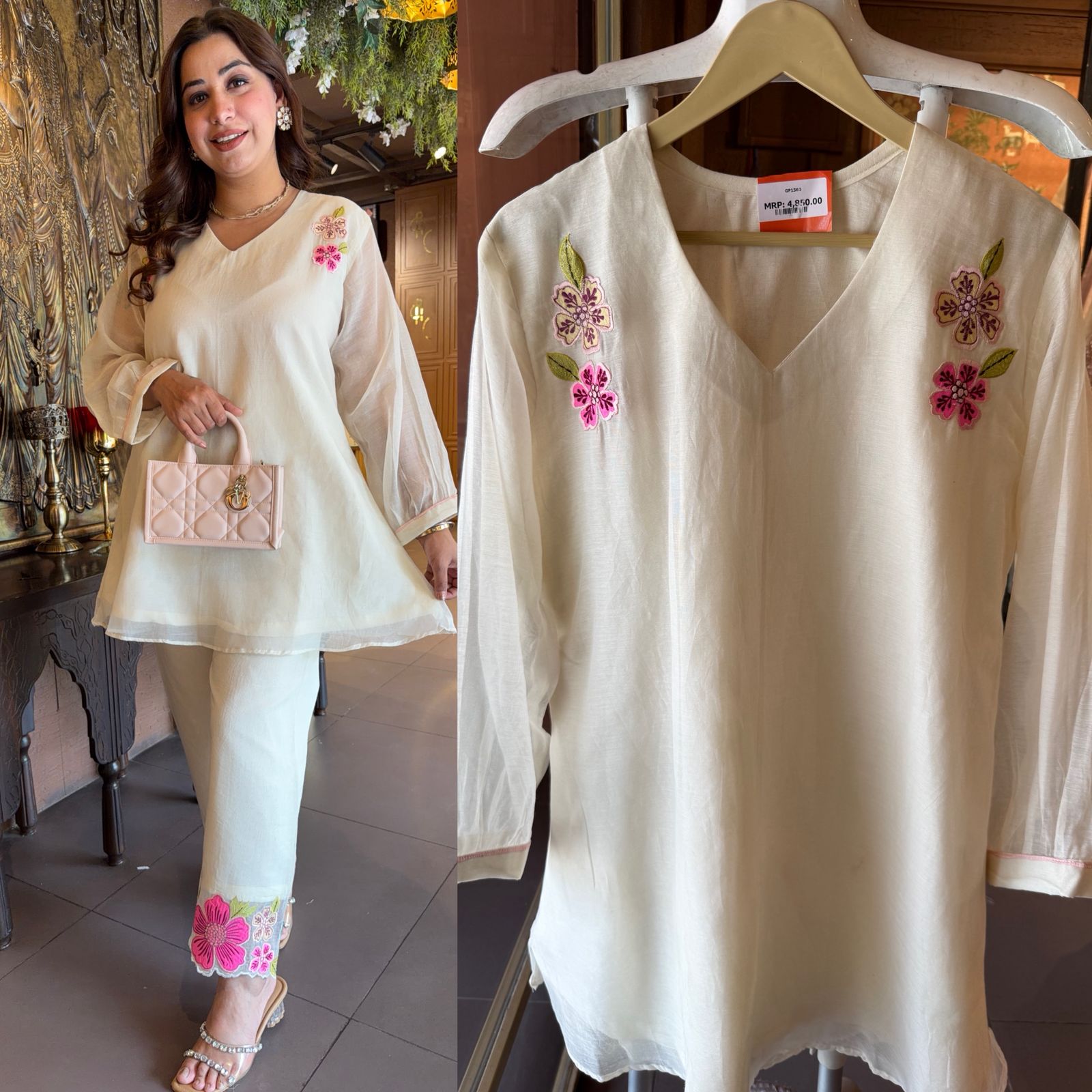 Mul chanderi Tunic Top and pants