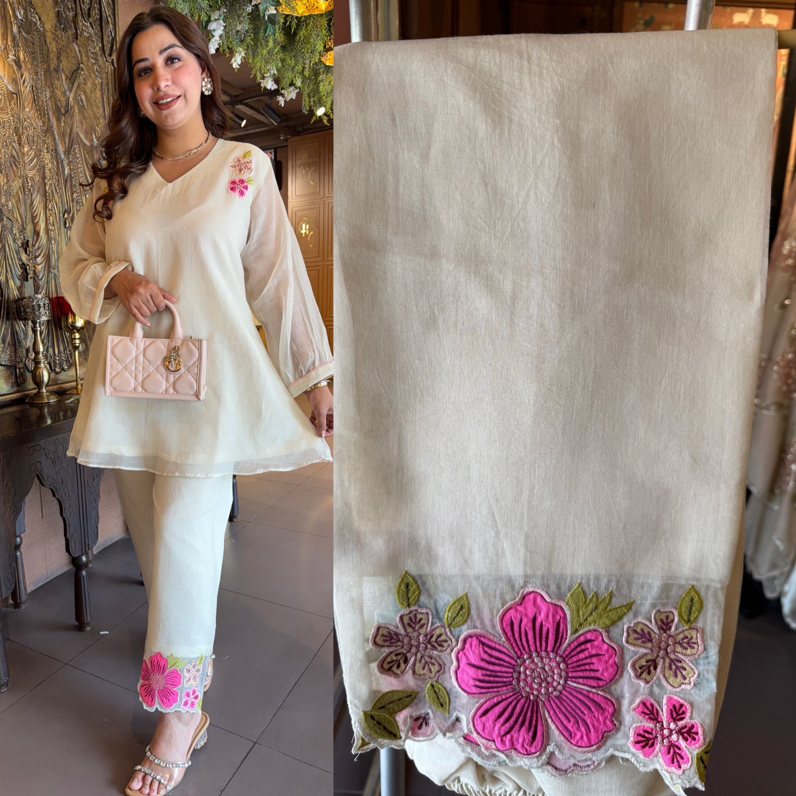 Mul chanderi Tunic Top and pants
