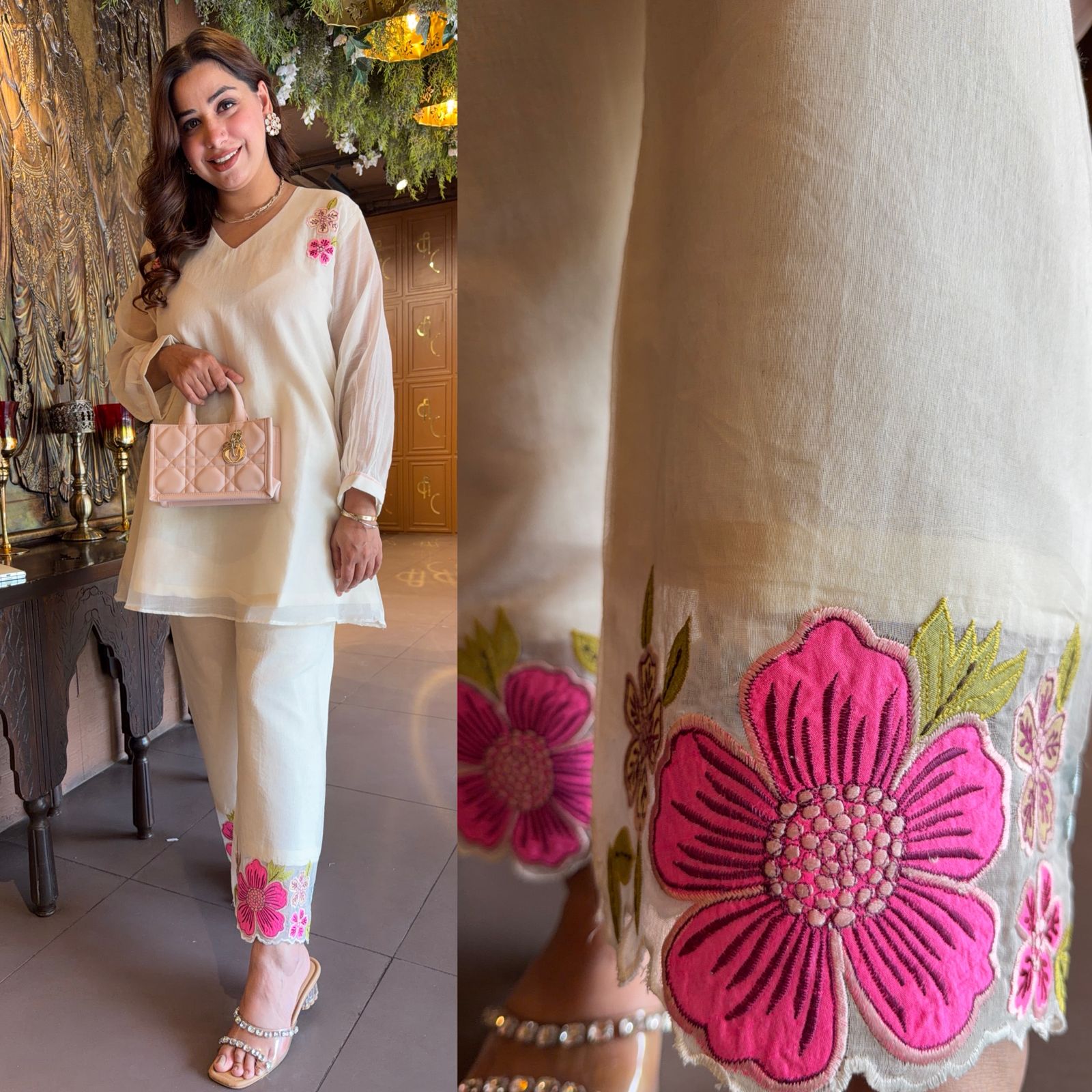 Mul chanderi Tunic Top and pants