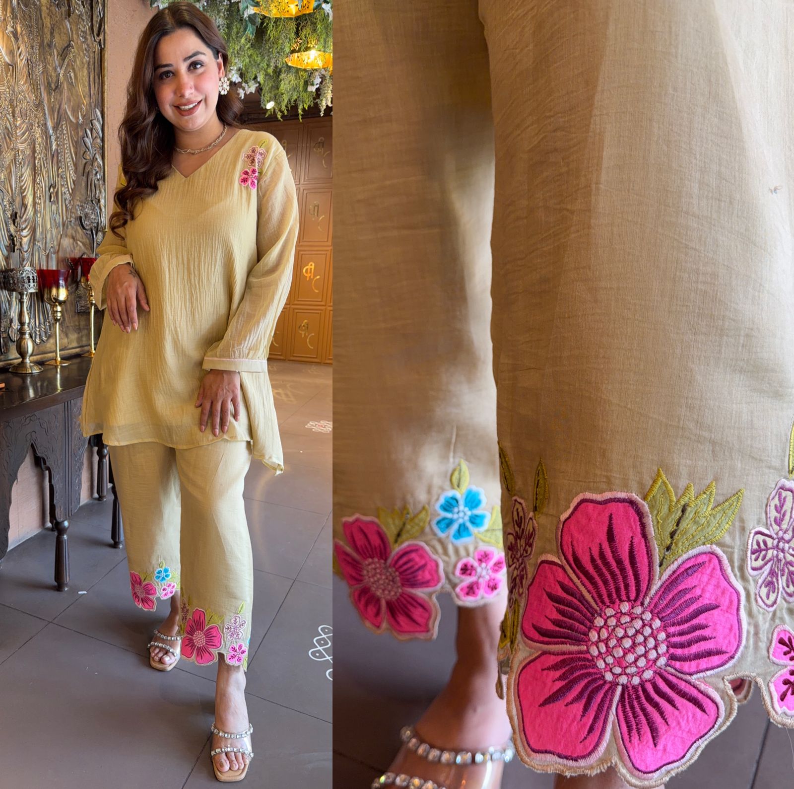 Mul chanderi Tunic Top and pants