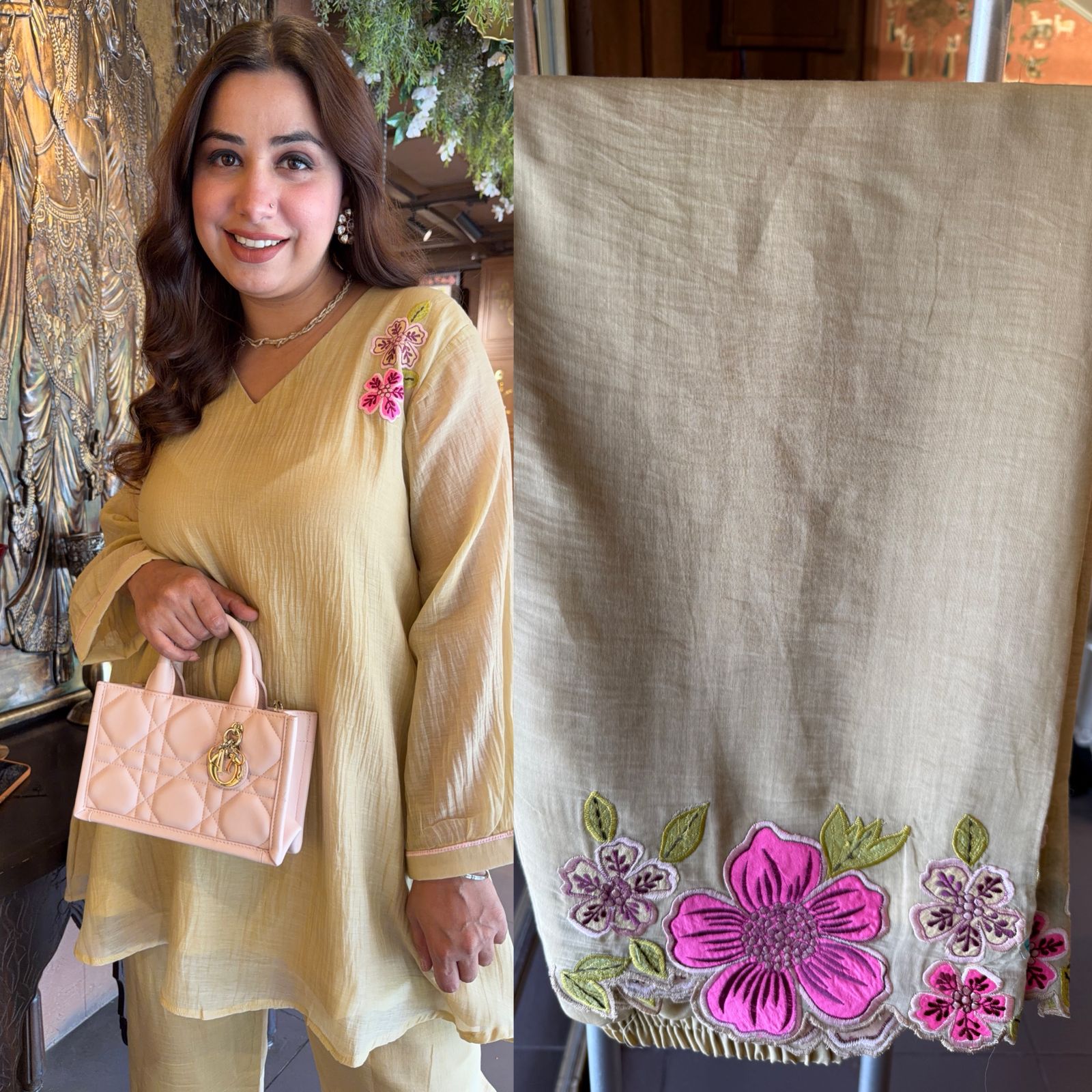 Mul chanderi Tunic Top and pants