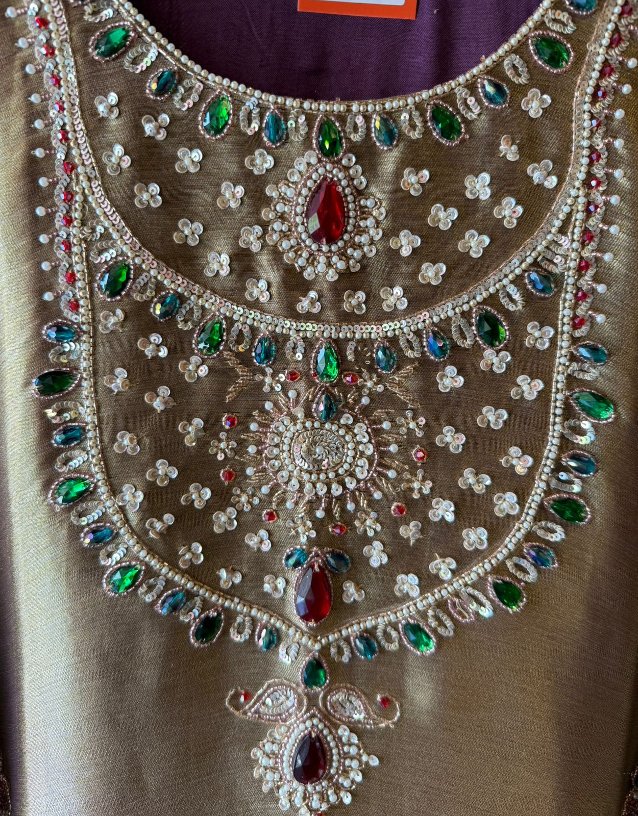 Jewel Embellished Long dress on giraffe tissue