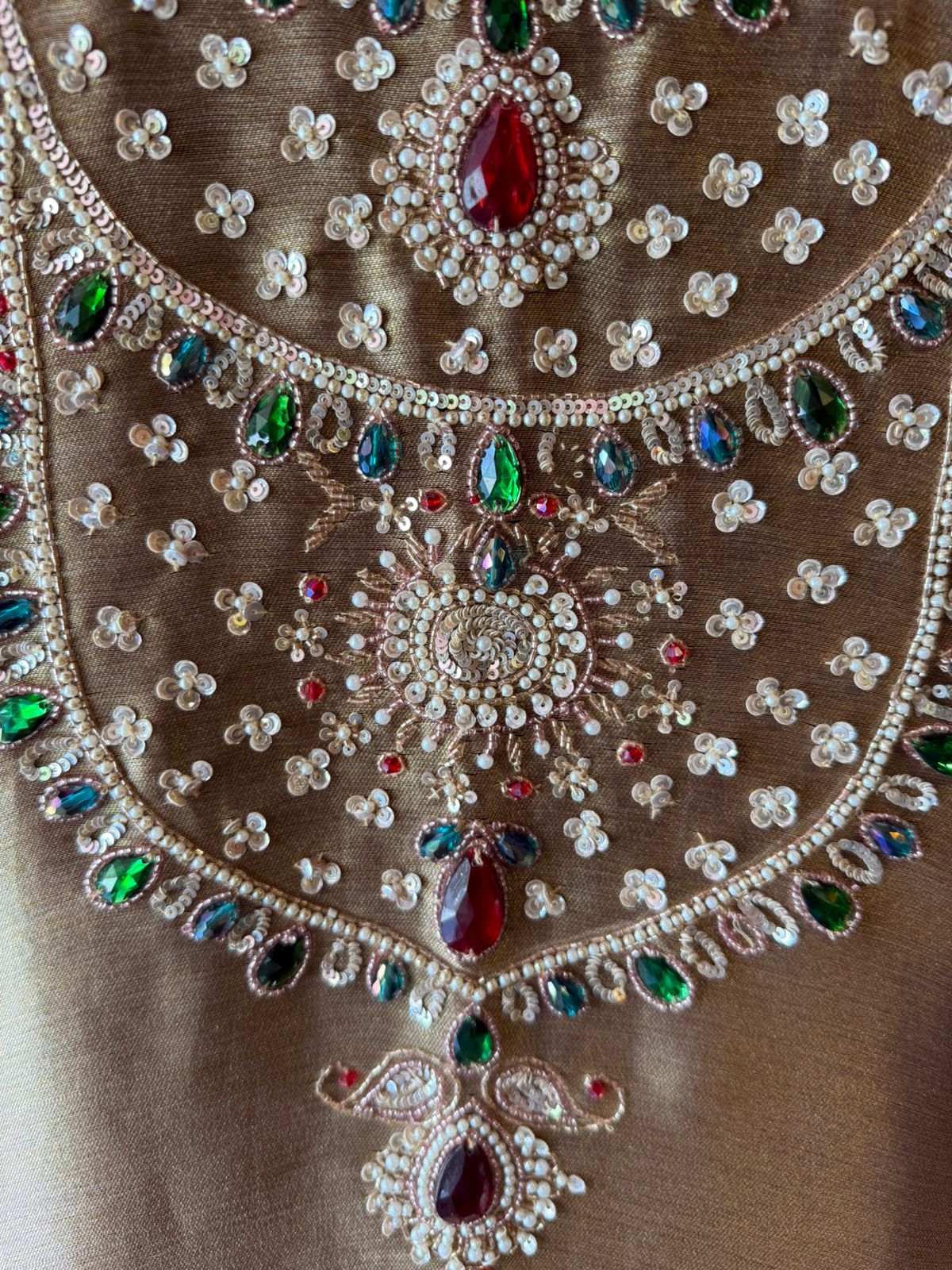 Jewel Embellished Long dress on giraffe tissue