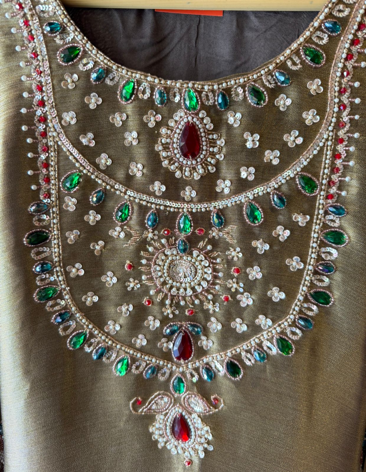Jewel Embellished Long dress on giraffe tissue