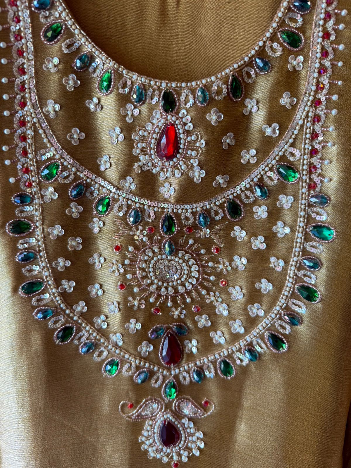 Jewel Embellished Long dress on giraffe tissue