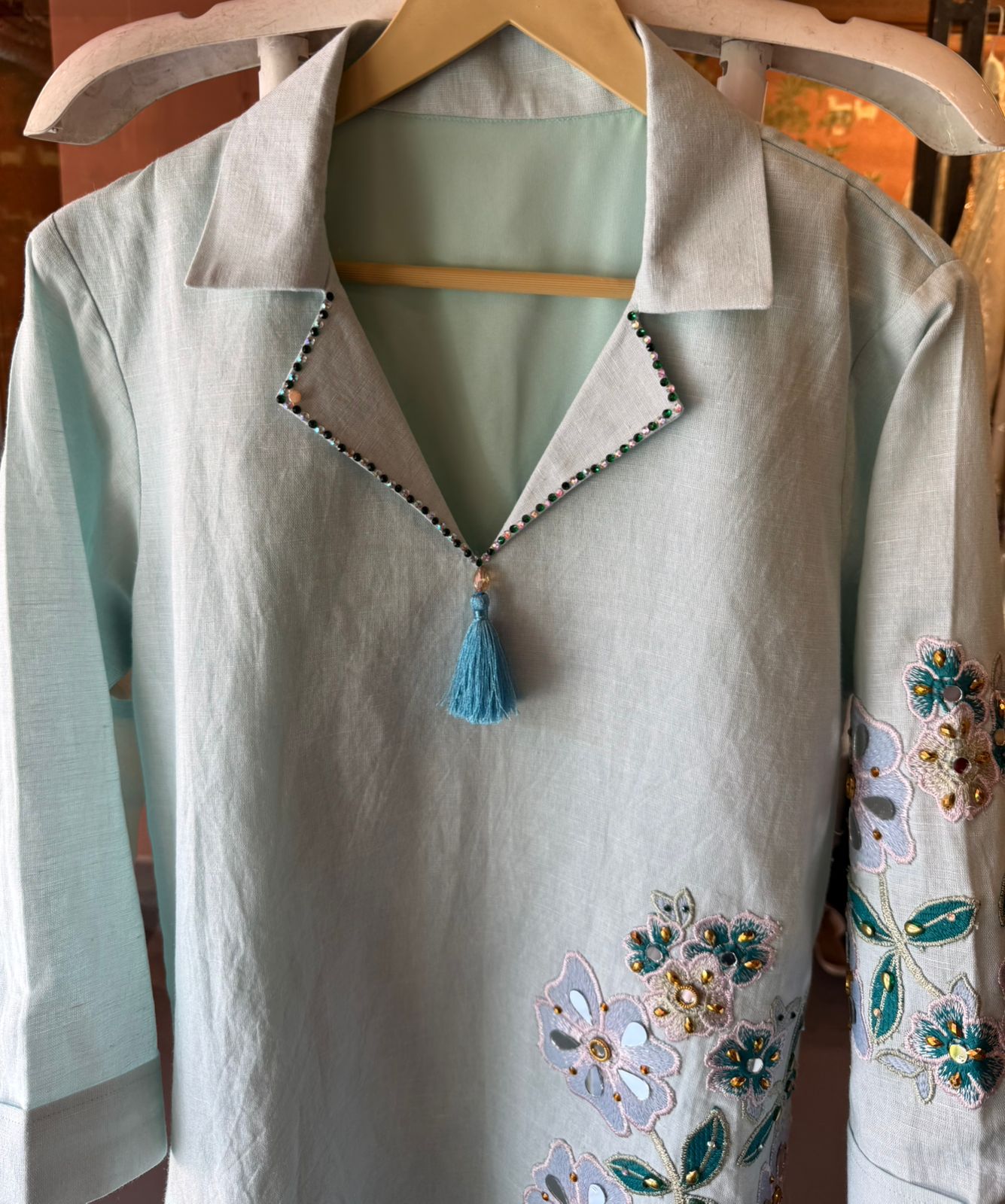 Floral designer Embroidered Tunic with pants