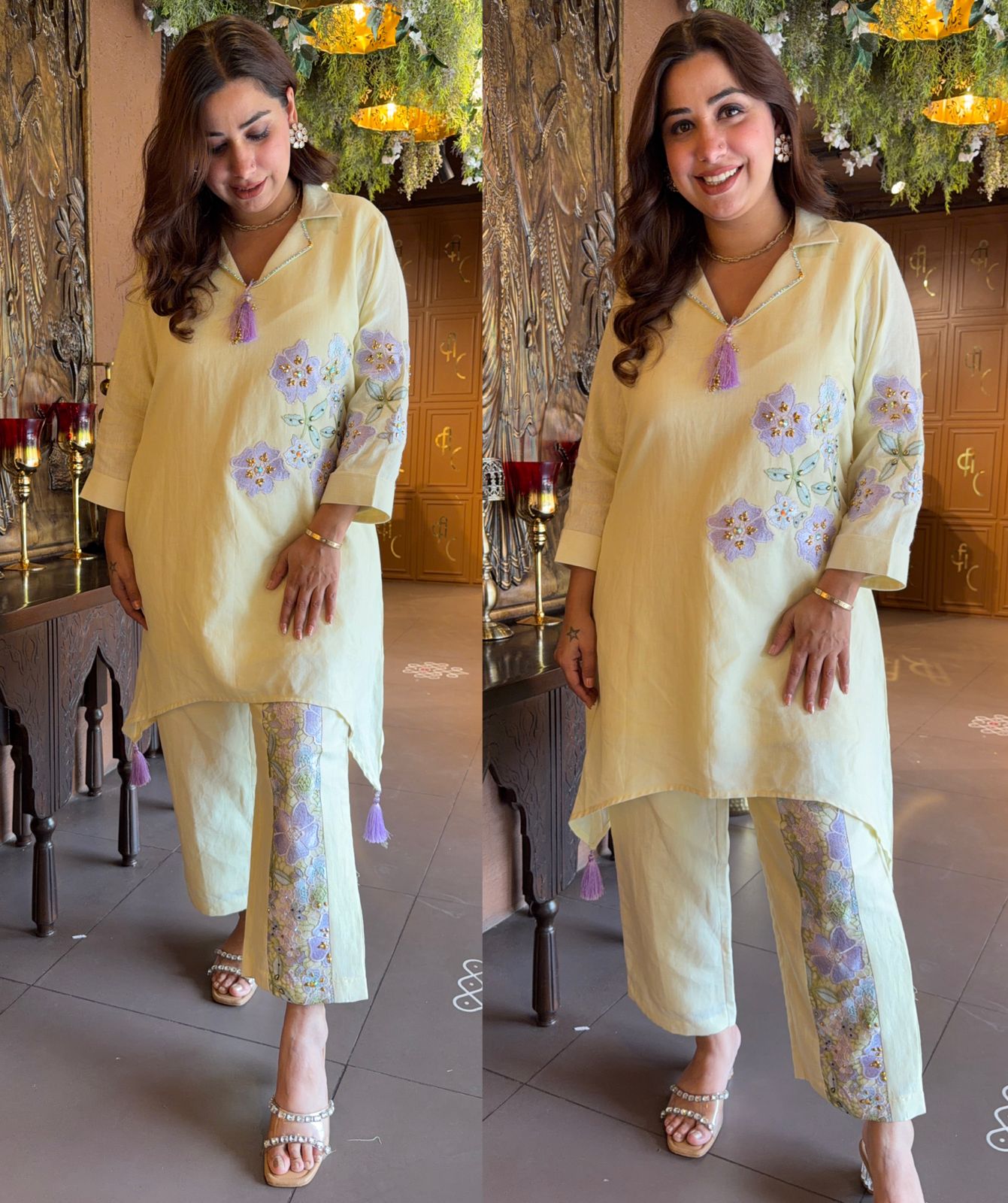 Floral designer Embroidered Tunic with pants
