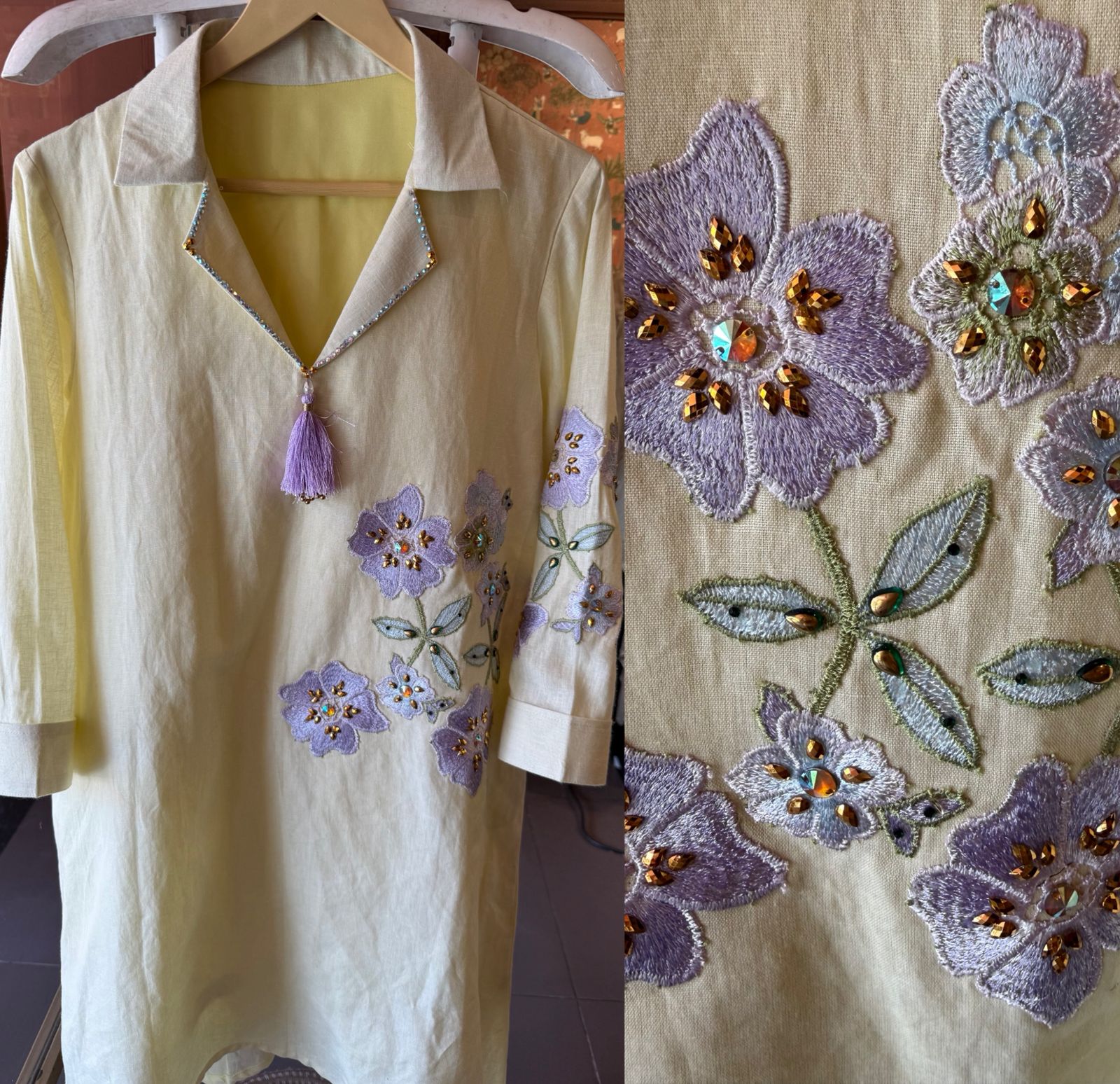 Floral designer Embroidered Tunic with pants