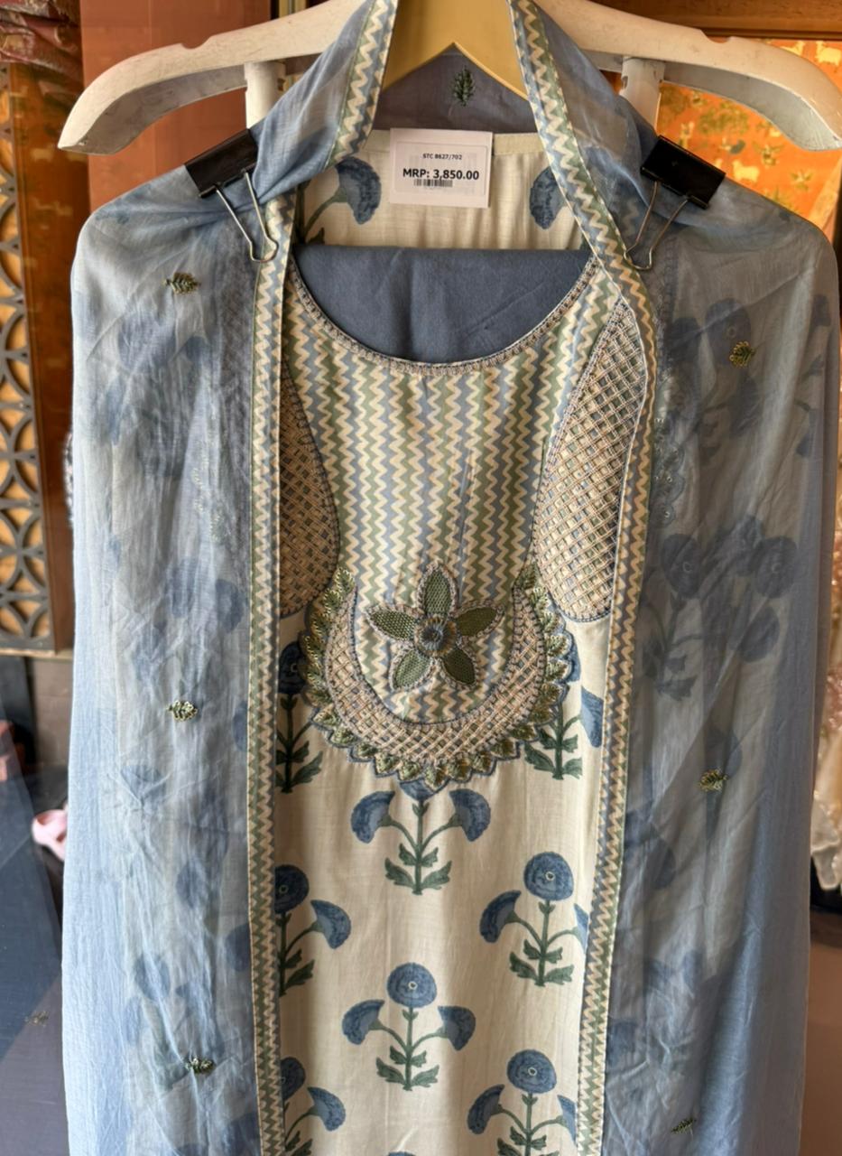 Handblock-ajrakh inspired printed kurta set