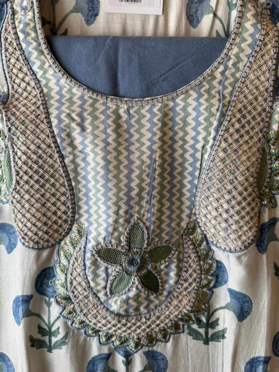 Handblock-ajrakh inspired printed kurta set
