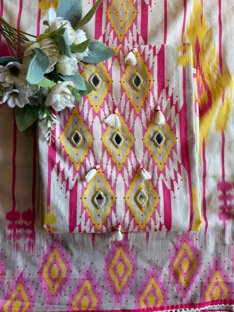 Pink and yellow Suit set
