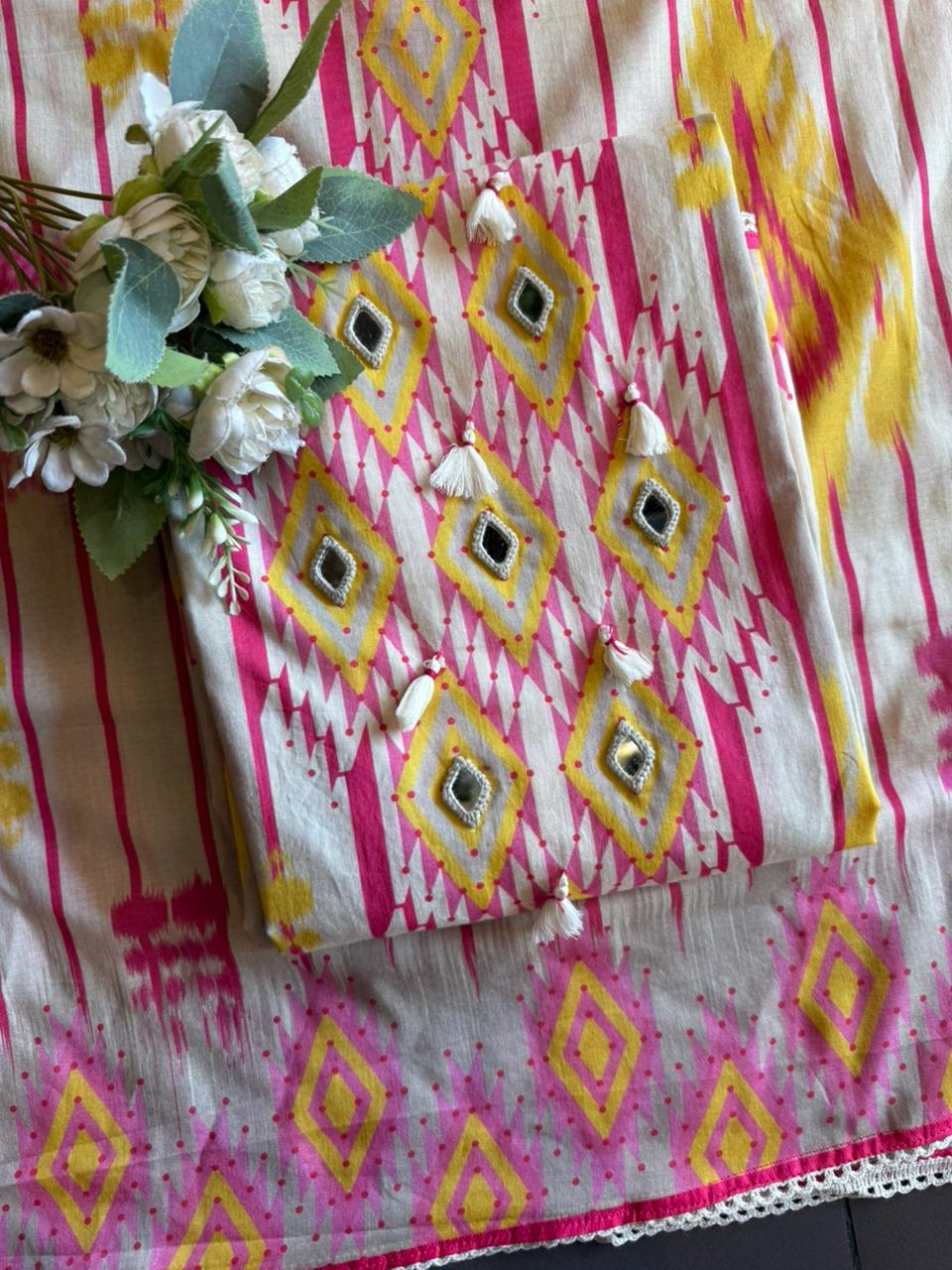 Pink and yellow Suit set