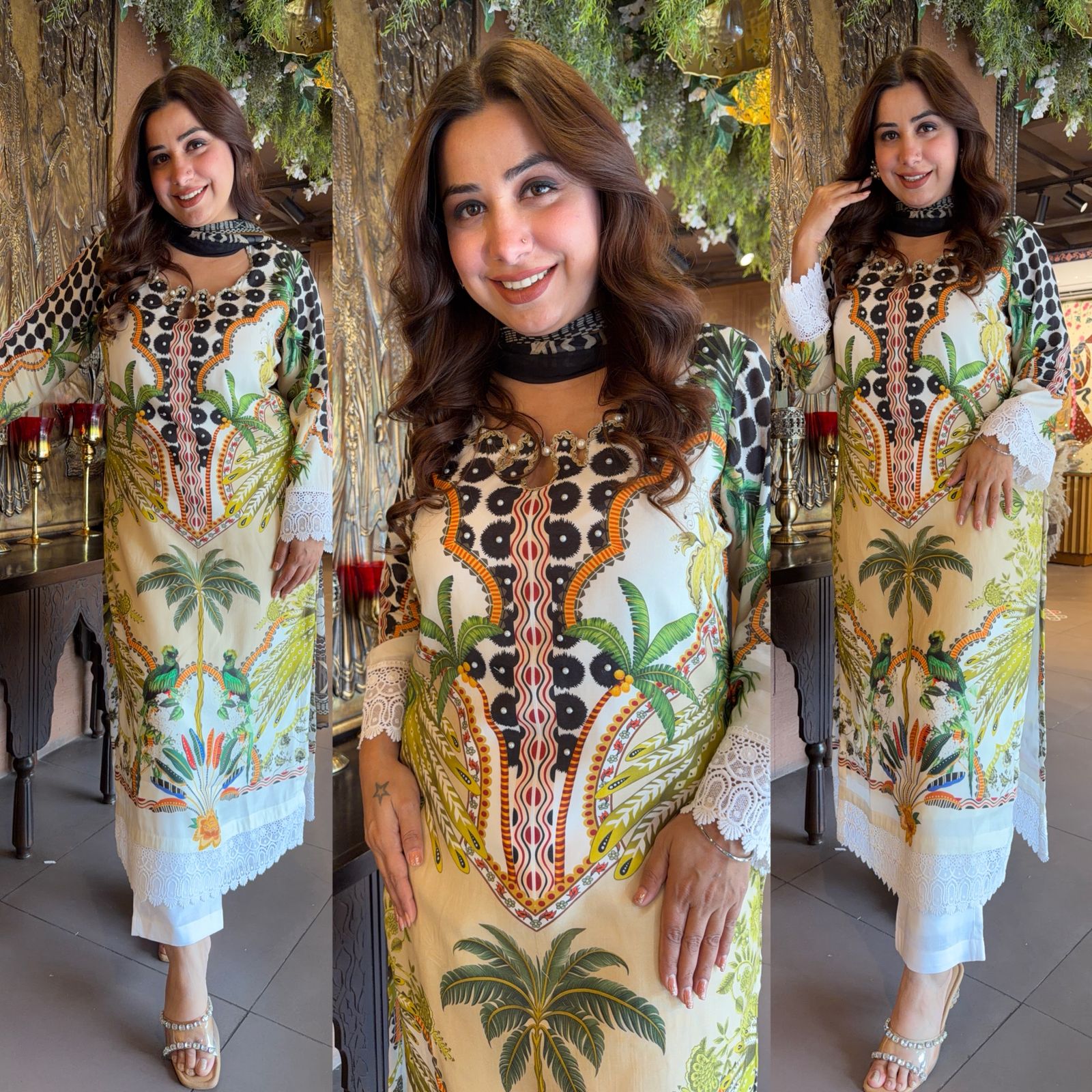 Tropical Printed Statement three piece Readymade set