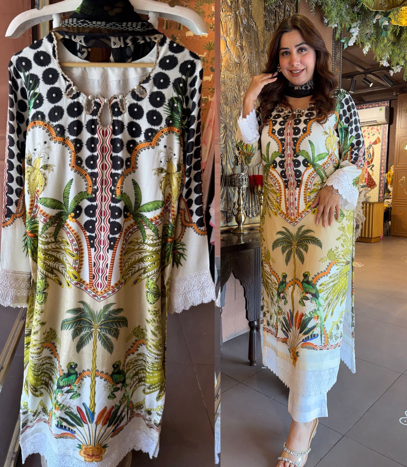 Tropical Printed Statement three piece Readymade set