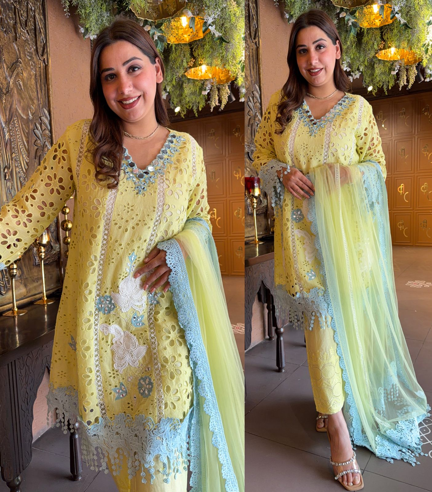 Hakuba cotton Schiffli Embroidered 3 Piece set