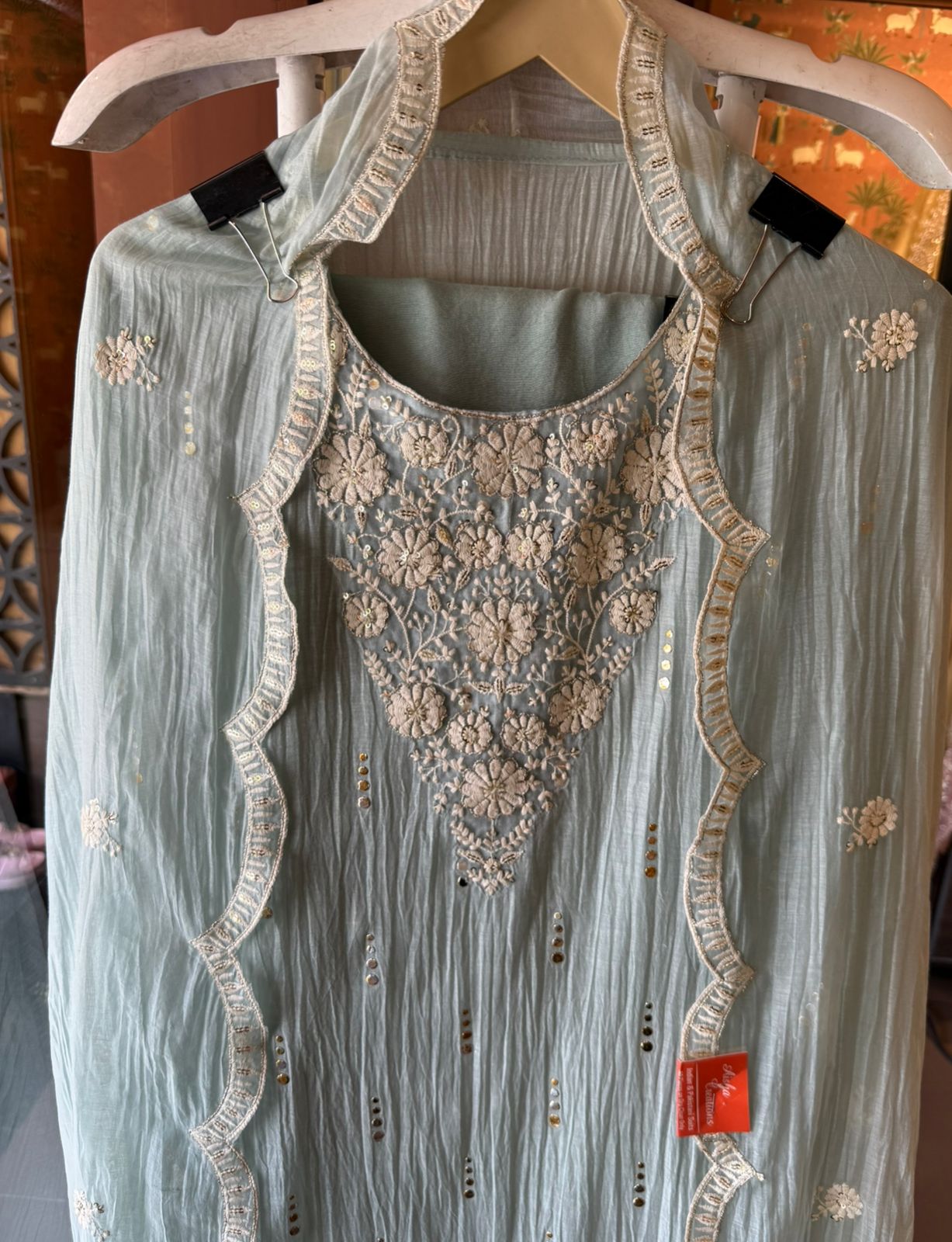 Floral embroidery soothing suit set