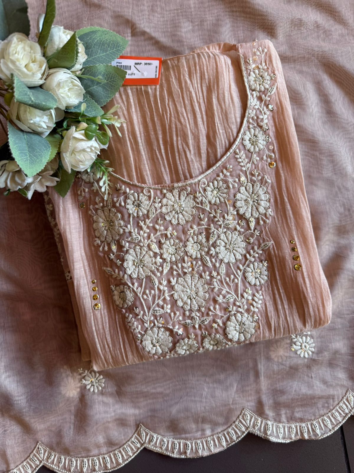 Floral embroidery soothing suit set