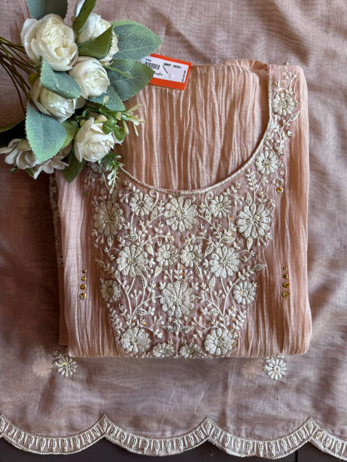 Floral embroidery soothing suit set