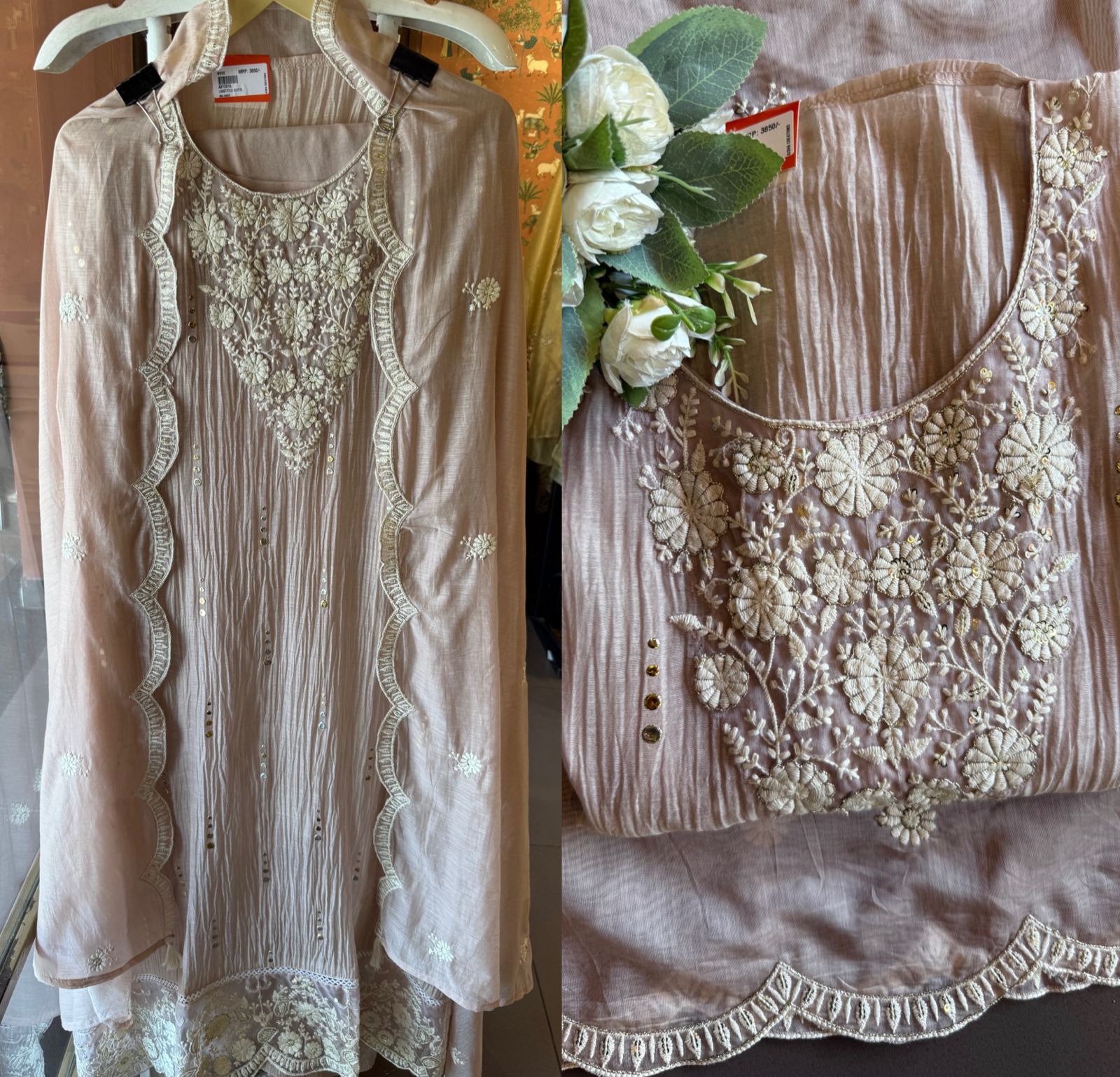 Floral embroidery soothing suit set