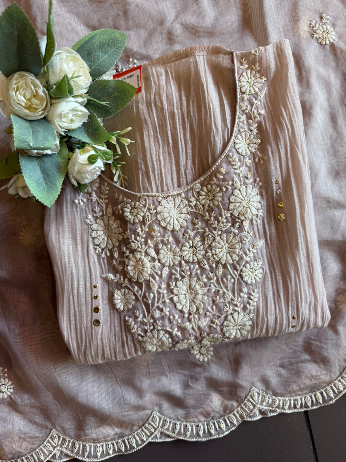 Floral embroidery soothing suit set