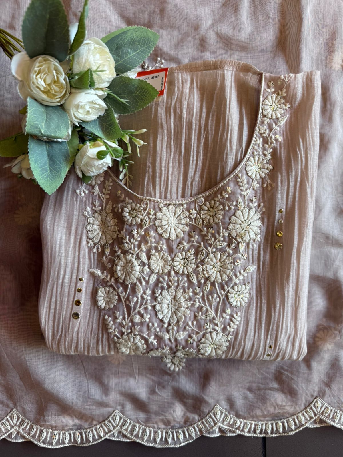 Floral embroidery soothing suit set