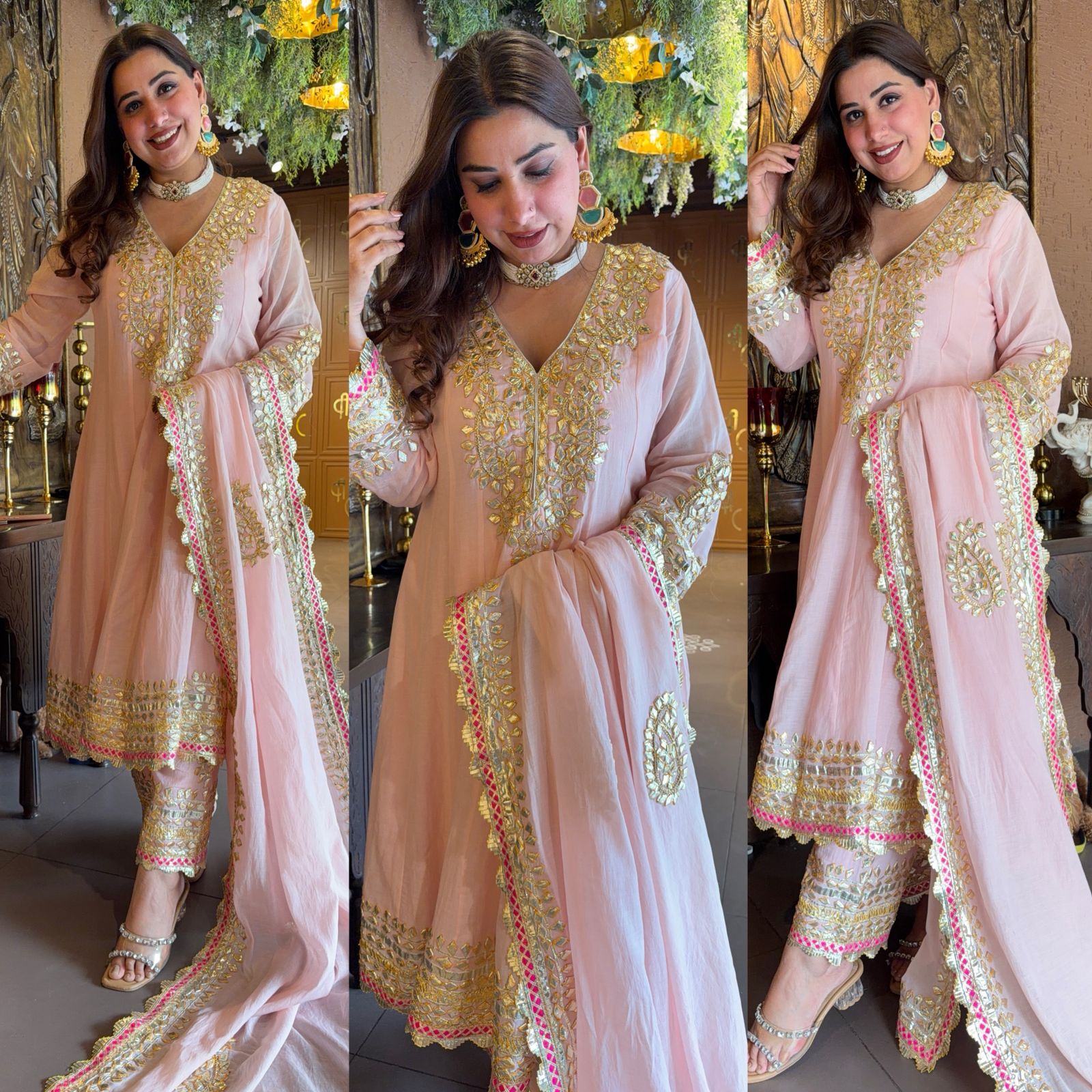 Mul cotton Gota Patti Festive Anarkali Suit set