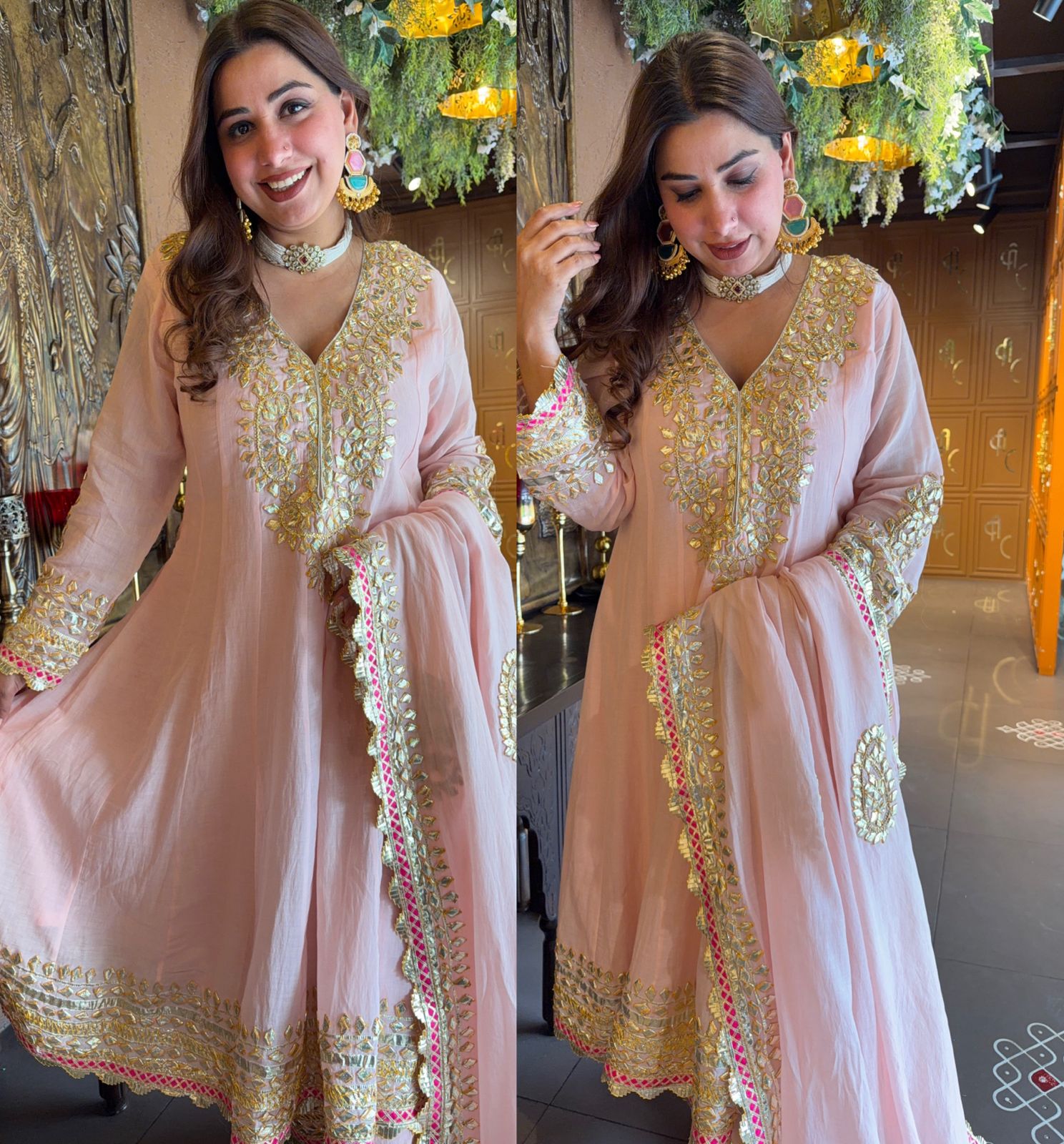 Mul cotton Gota Patti Festive Anarkali Suit set