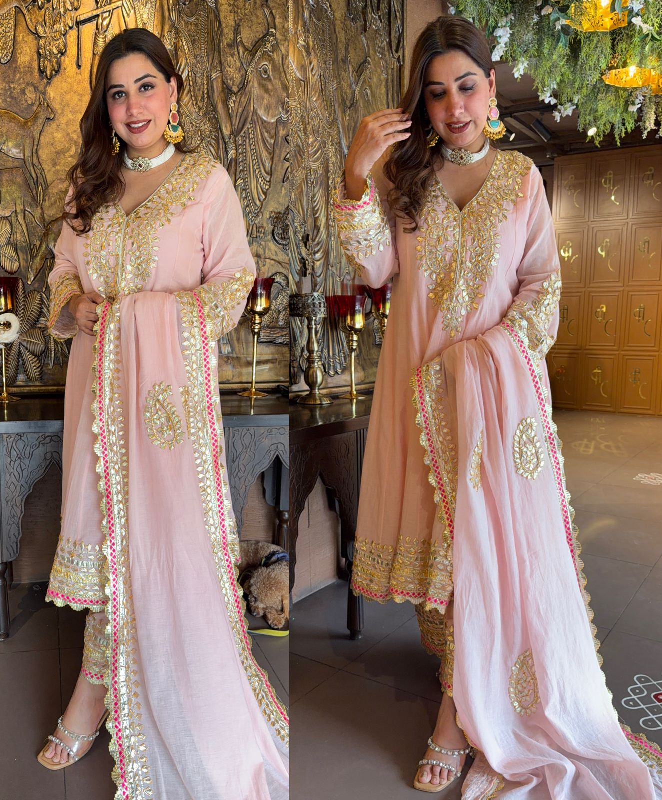 Mul cotton Gota Patti Festive Anarkali Suit set