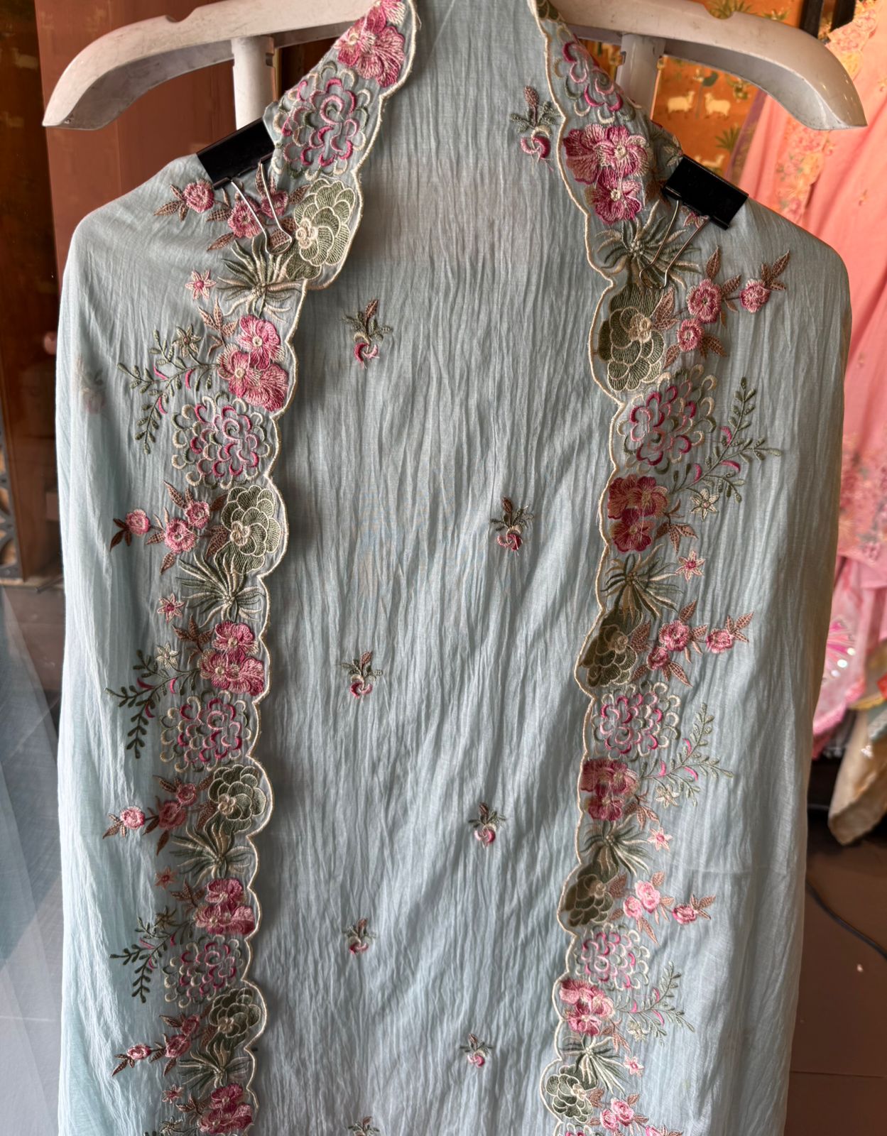 Floral Embroidered Suit Set On Mul cotton