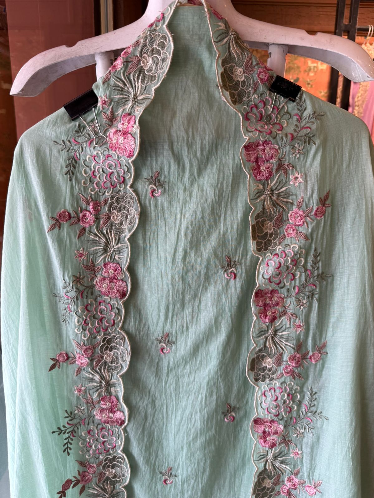 Floral Embroidered Suit Set On Mul cotton