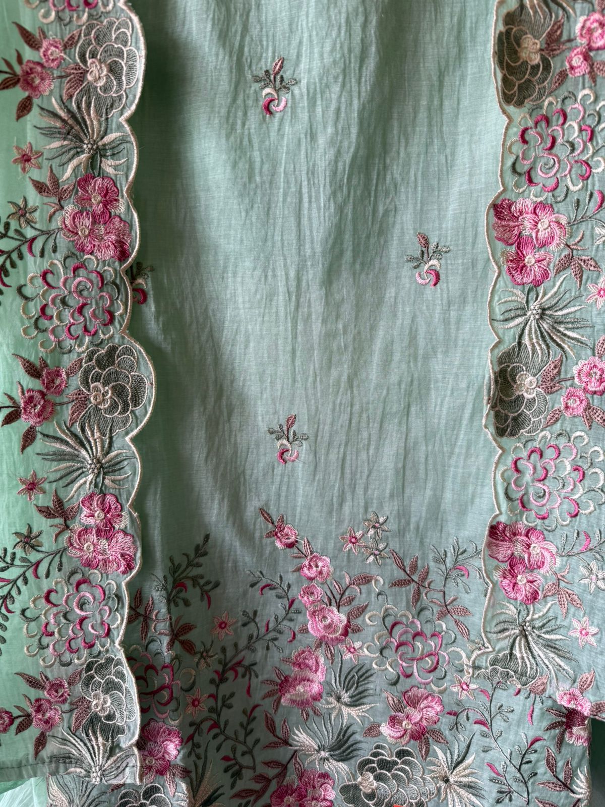 Floral Embroidered Suit Set On Mul cotton