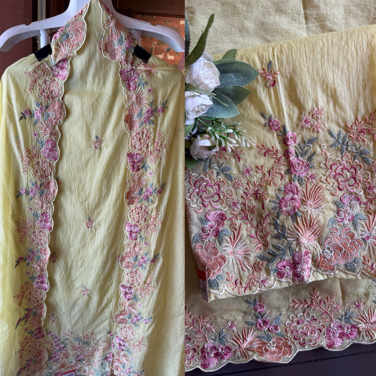 Floral Embroidered Suit Set On Mul cotton
