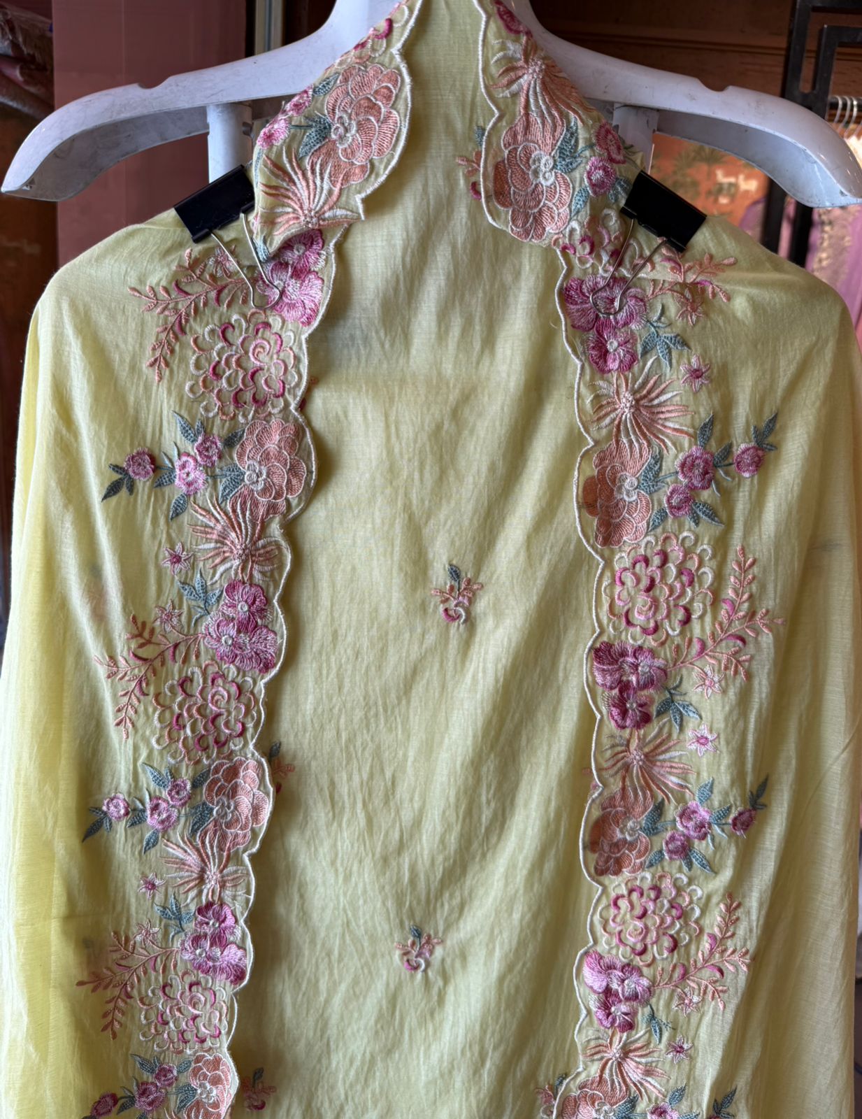 Floral Embroidered Suit Set On Mul cotton