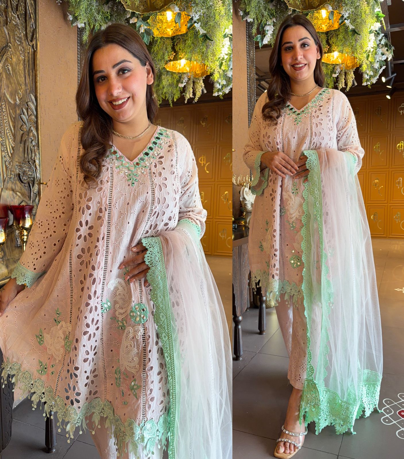 Hakuba cotton Schiffli Embroidered 3 Piece set