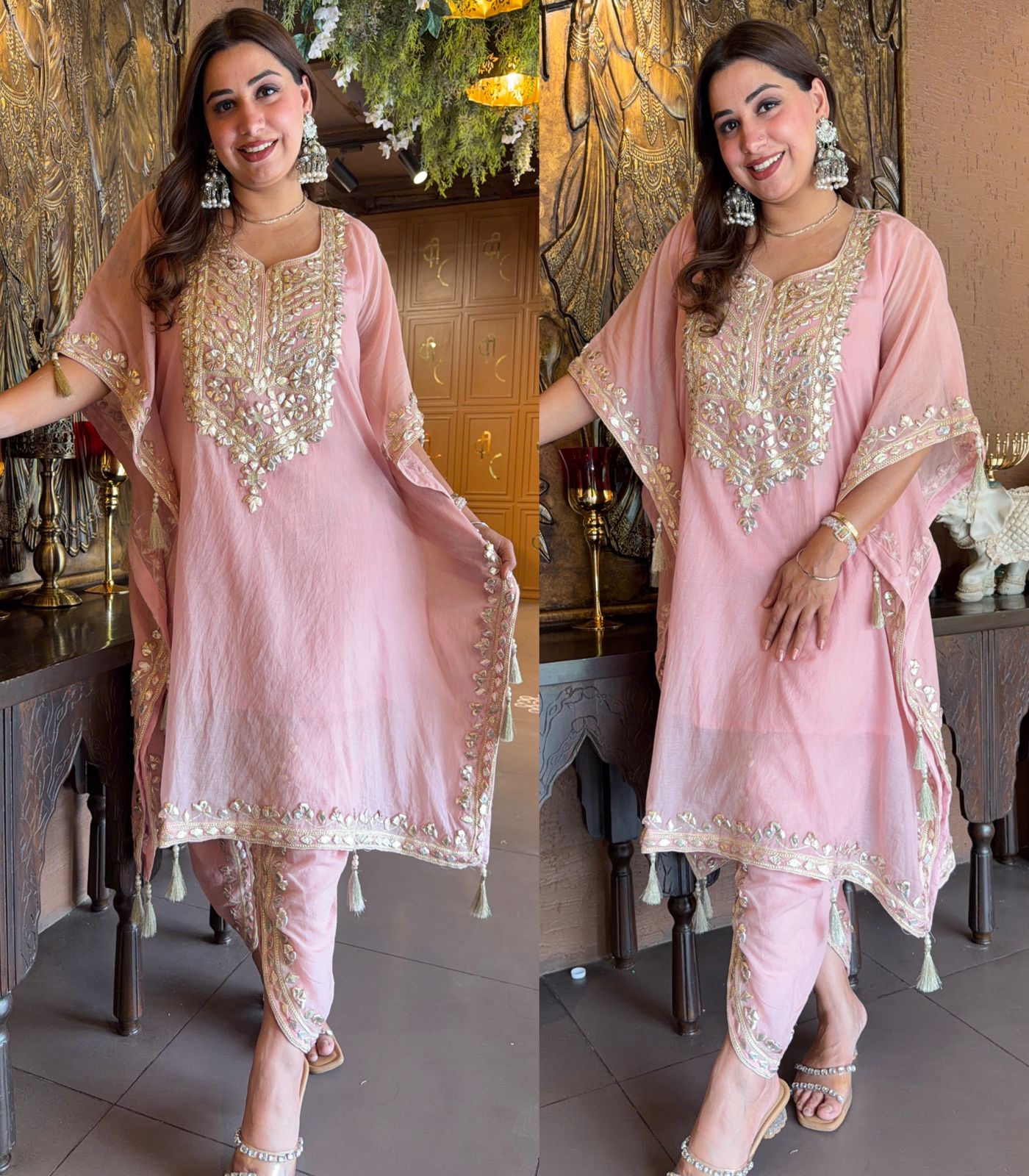 Mul cotton Kaaftan set with Dhoti salwar