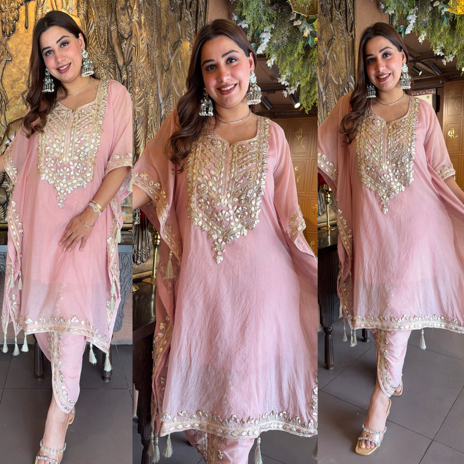 Mul cotton Kaaftan set with Dhoti salwar