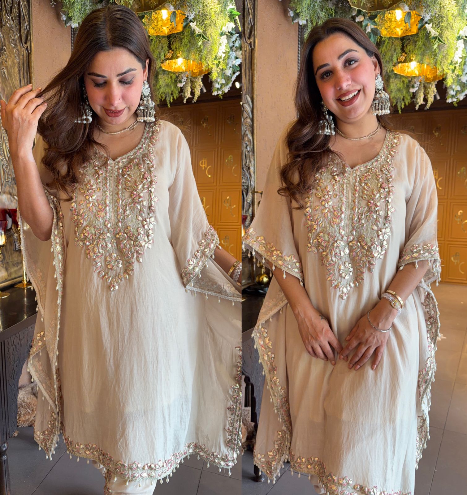 Mul cotton Kaaftan set with Dhoti salwar