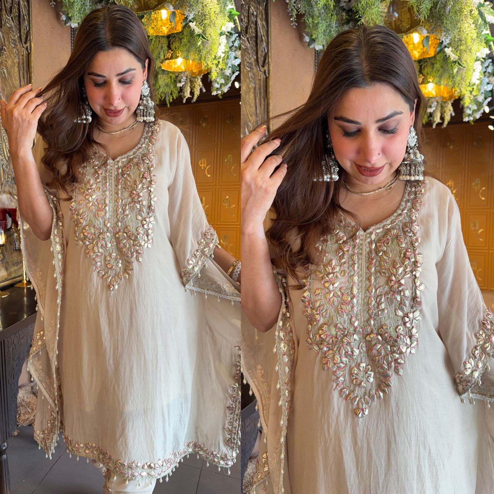 Mul cotton Kaaftan set with Dhoti salwar