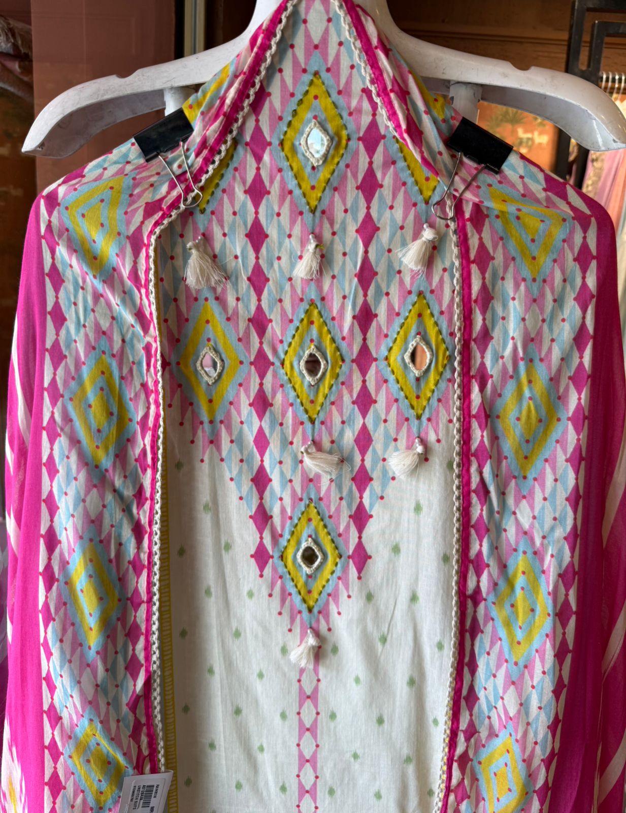 Mustard & Pink Ethnic Ikkat Printed Suit