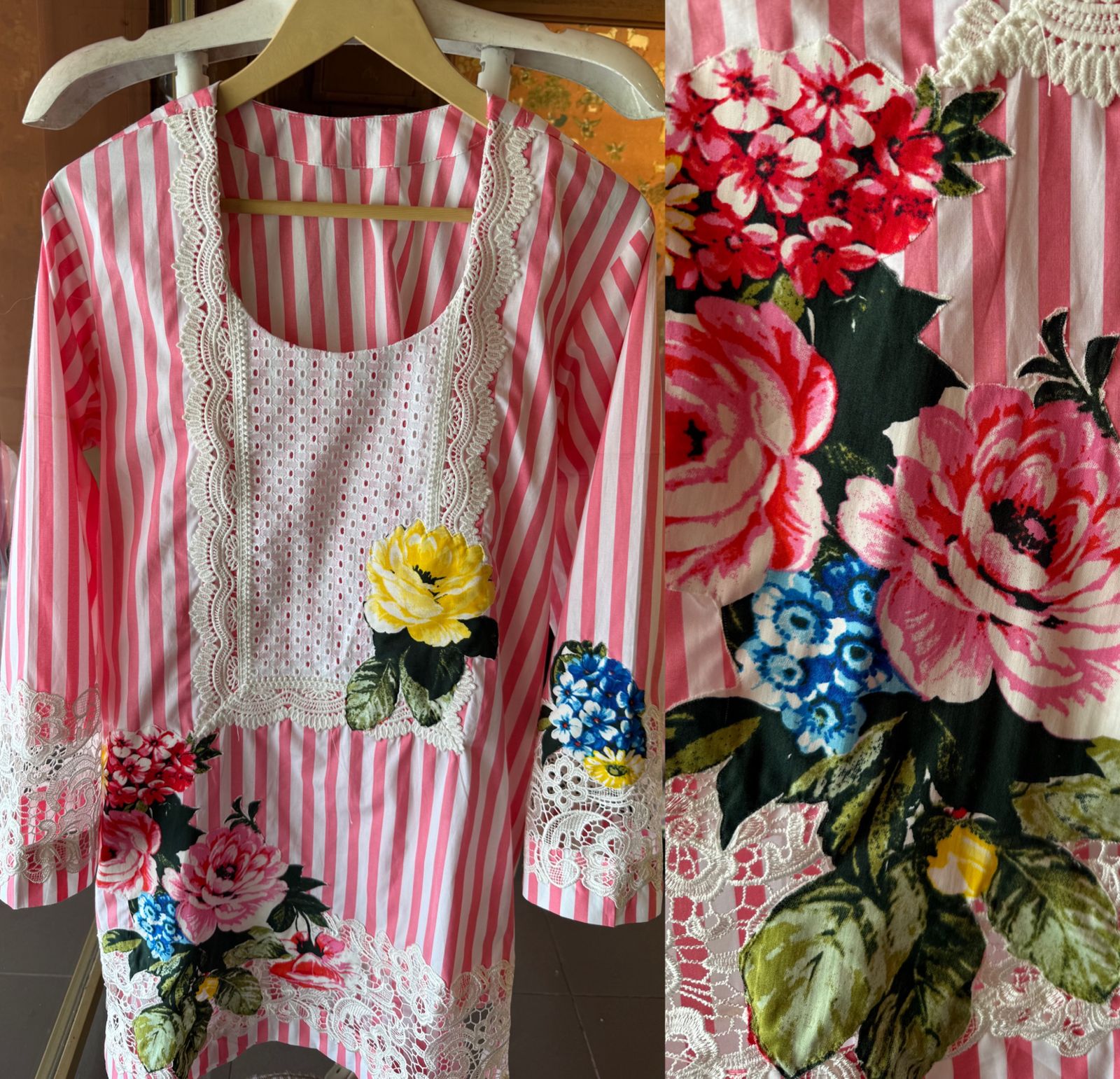 Pink striped Coord suit set