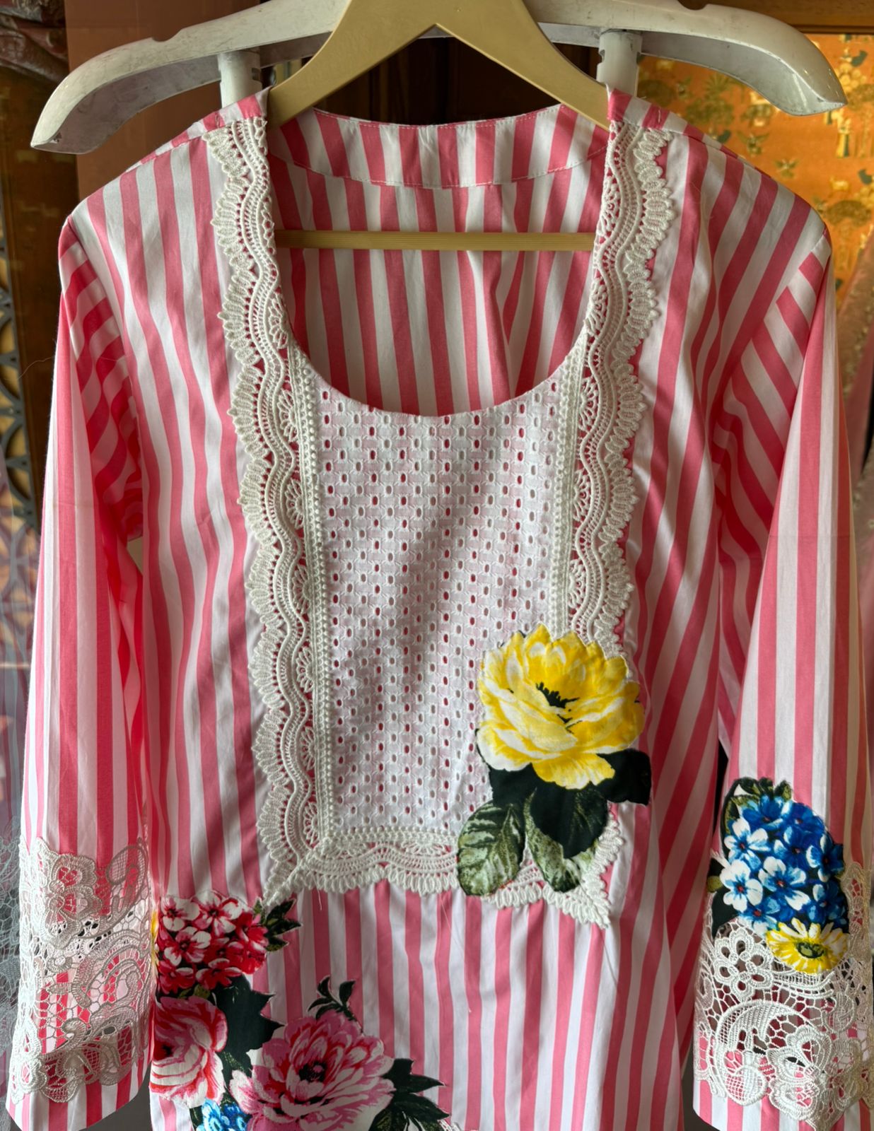 Pink striped Coord suit set