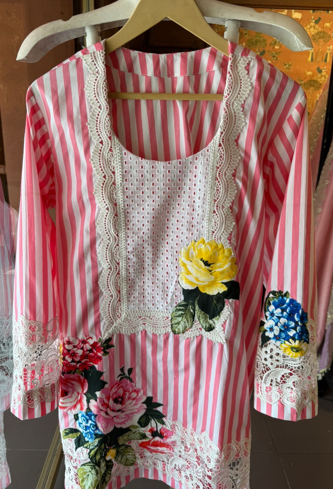 Pink striped Coord suit set