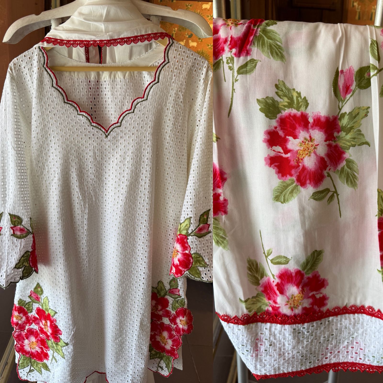 Elegant white chicken kurta