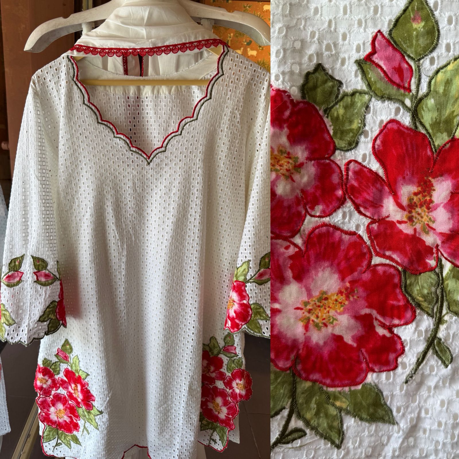 Elegant white chicken kurta