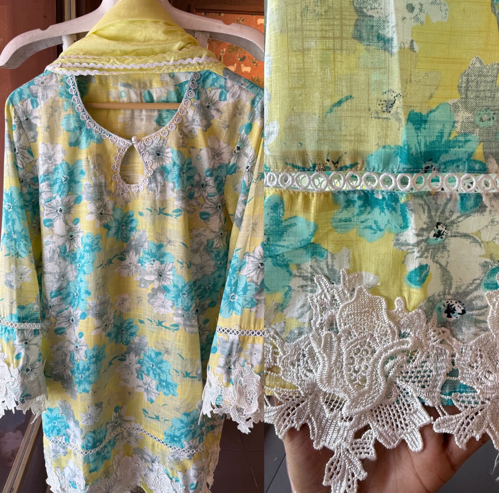 Sunshine Bloom Printed Cotton Kurta Set