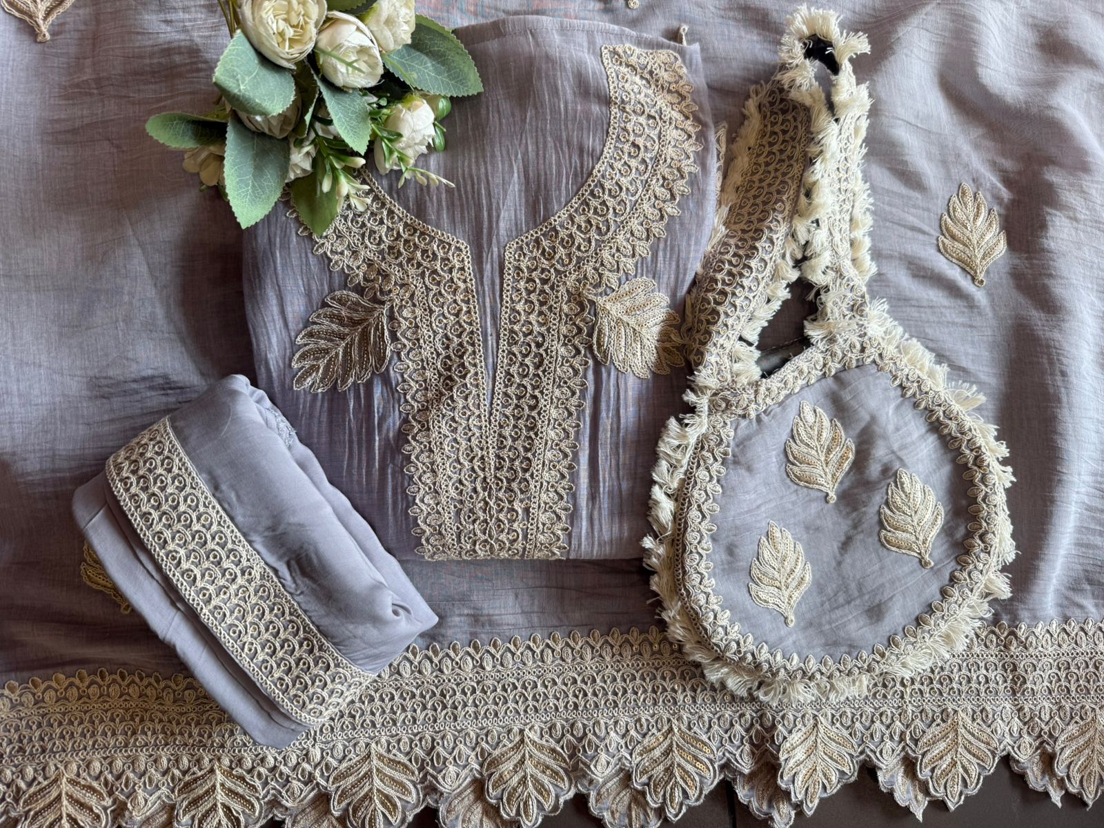 DESIGNER SUIT SET WITH CUTWORK